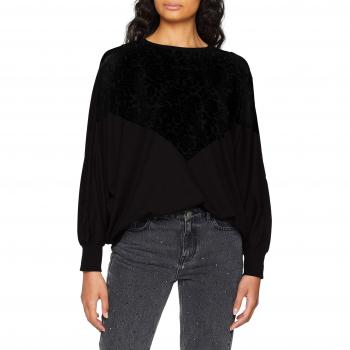 Only Onllouisa L/s O-Neck Mix Swt, suéter para Mujer, Negro Detail: Verlour Burnout- Black, 40