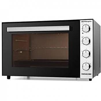 Orbegozo HOT 710 - Horno de sobremesa convección, 70 L, rustidor, regulador temperatura hasta 230°, luz interior, temporizador, grill, 2000 W, gris