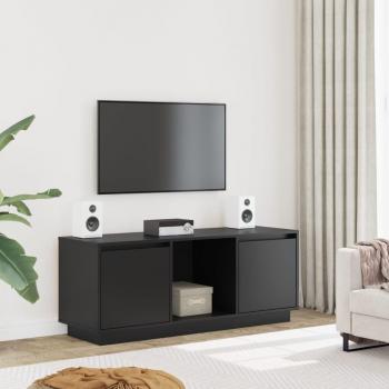 Mueble para TV de madera maciza de pino negro 110,5x35x44 cm