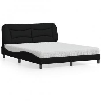 Cama con colchón de tela negro 160x200 cm Vidaxl