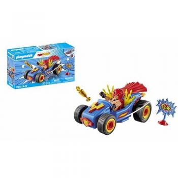 Playmobil Funstars 71632 Racing Luchador, Kart con Motor retráctil, dinámico Set de Juego para Carreras emocionantes, Juguetes para niños y niñas a Partir de 4 años