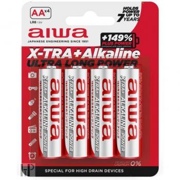 Aiwa X-TRA+Alcaline AA LR6 1.5V Alkaline Batteries, Pack of 4