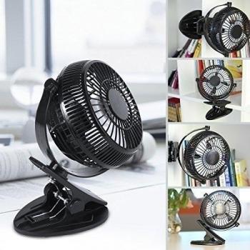Mini Ventilador USB de 5 Pulgadas WEINAS® 360 Grados de Rotación Mini Ventilador de Mesa Ajustable y Portátil para Oficina/ Cama/ Dormitorio/ Escritorio- Negro
