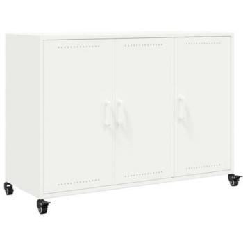 Aparador de acero blanco 100,5x39x72 cm, Armario, Armario de Almacenamiento, aparador de Sala de Estar