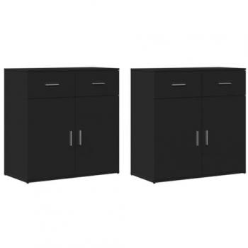 Aparadores 2 unidades madera de ingeniería negro 79x38x80 cm