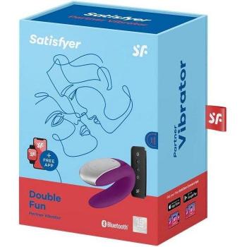 Satisfyer Partner Double Fun App-Enabled Vibrator for Couples, Purple, 9.2 cm