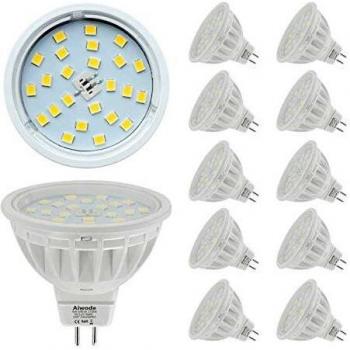 Aiwode MR16 LED GU5.3 Bombillas,2700K Blanco Cálido 5W Equivalente 50W 600LM RA85 No Regulable DC12V,Paquete de 10.