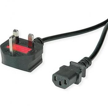Cable de Alimentación UK 10A Negro 1,95m con Conector IEC C13 y BS1363