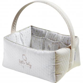 Praia Piu Piu - Cesta rectangular con asa, 25 x 31 x 14 cm, color beige / blanco