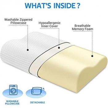 Findigit Almohada Cervical, Almohada Viscoelastica, Almohada de Cuello Opcional de Altura, Forma Ergonómica Adecuada para Todos los Durmientes