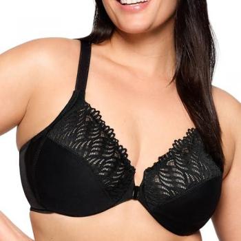 Glamorise Wonder Wire Front Closure T-Back Bra Black 36C Women's Underwear