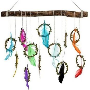 Dekodonia S3007455 Decoración Colgante Plumas, Multicolor, 52 x 3 x 45 cm