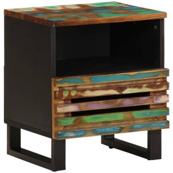 Mesita de noche de madera maciza reciclada 40x34x46 cm