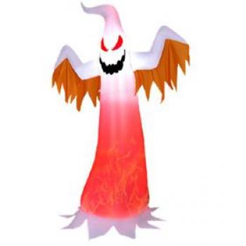 8-Foot Inflatable LED-Lit Ghost with Rotatable Flame