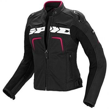 SPIDI Evorider - Chaqueta de piel para mujer, color negro y fucsia, talla 40