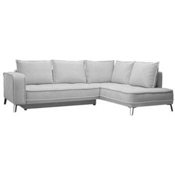 Sofá rinconera derecho convertible de tela gris claro BALCORIA de Maison Céphy