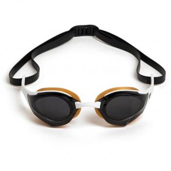 Gafas de natación Arena Cobra Edge Swipe Unisex con lentes espejadas negro y dorado, diseño ovalado, aprobadas por FINA