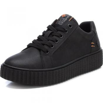 Zapatillas de Lona para Mujer Refresh 172372 Negro con Suela de Goma y Cordones