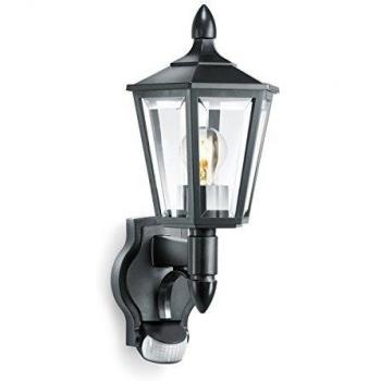 Steinel L 15 negro - Farol de pared exterior con 180° detector de movimiento, Farolillo Sensor con potencia de máx. 60 vatios, Iluminación de exterior, Aplique con diseño clásico, 617813