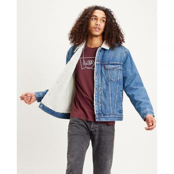 Levi's® The Sherpa Type III Trucker Jacket - Fable - S, Blue Denim Jacket, Male, Size: S