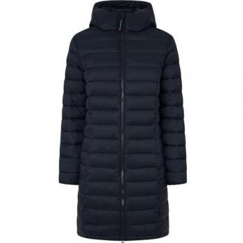 Pepe Jeans - Plumífero largo de mujer acolchado con capucha desmontable, color negro intenso, talla XS