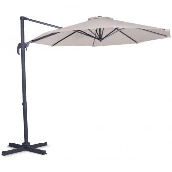 Sombrilla voladiza Bardolino 300cm Premium - Sombrilla duradera, giratoria 360°, inclinable, lona resistente a los rayos UV, color beige