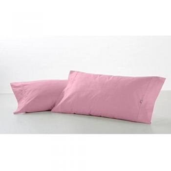ES-TELA - Funda de almohada COMBI LISO color Rosa - 2 piezas de 45x95 cm - 50% Algodón-50% Poliéster - 144 Hilos