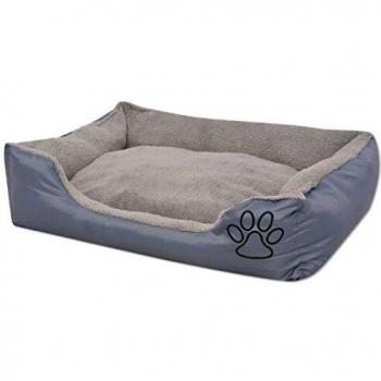 vidaXL Cama para perro con cojín acolchado talla S gris
