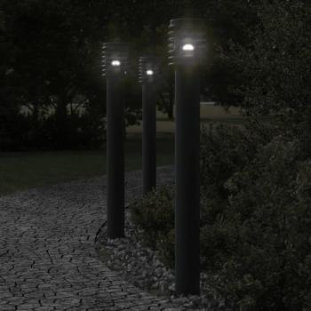 Lámpara de pie para exterior 110 cm acero inoxidable plata y negra