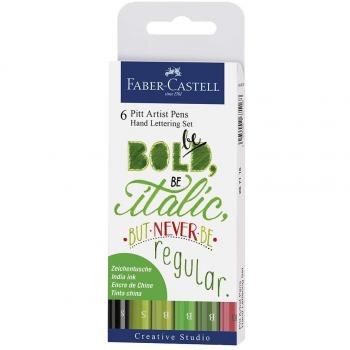 Estuche Faber-Castell Pitt Artist Pen 6 Creative Lettering Verdes