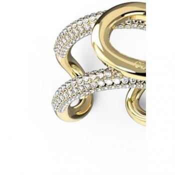 Anillo Oh My G de Guess para Mujer en Acero Inoxidable Dorado con Cristales, Talla Europea 54 (Talla España 14)