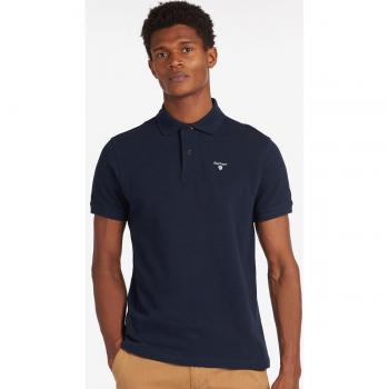 Barbour Men's Blue Cotton Piqué Polo Shirt with Embroidered Logo, Size S