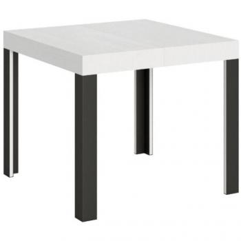 Mesa extensible 90x90/246 cm línea fresno blanco con estructura antracita