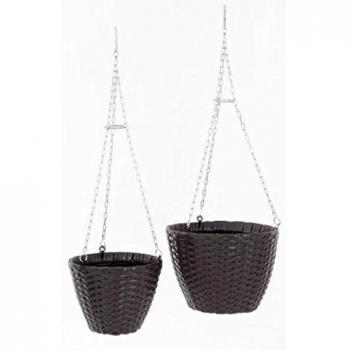 PAPILLON 8096060 Jardinera Ratan Colgante Set 2 Unidades 20/25 Ø cm. Marrón