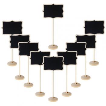 Mini pizarra de tiza de Sumaju de madera con forma de corazón/lazo, con soporte vertical, uso para mensajes, etiquetas, tarjetas, pack de 10, Lace