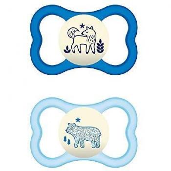 Mam Air Night Silicone Pacifier 6+ Months Blue Twin Pack
