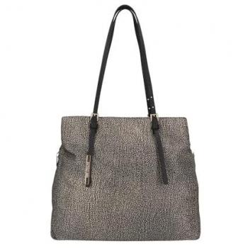 Borbonese L'Ecole Large Gray Nylon Shoulder Bag with Strap