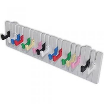 vidaXL 16 Ganchos Perchero de Pared Barra de Armario Forma de Teclado de Piano Colorido