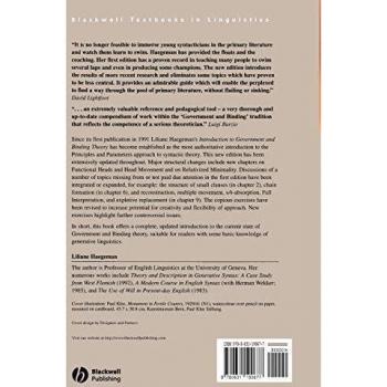 Introduction to Government and Binding Theory by Liliane Haegeman - Blackwell Textbooks in Linguistics