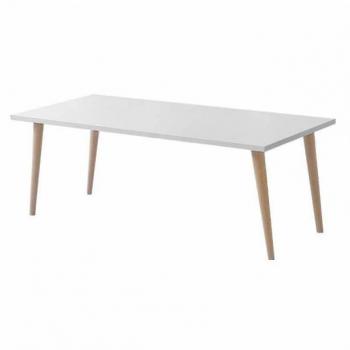 Mesa de Centro Couvet en Cambrian y Haya 90x40 cm para Salón o Comedor, Color Blanco y Haya