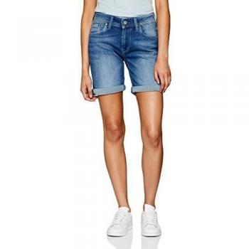 Pepe Jeans Poppy, Pantalones Cortos Para Mujer, Azul