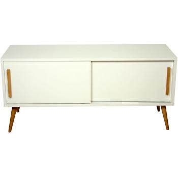 PAME 40756 - Aparador con 2 puertas correderas, madera de roble, 120 x 55 x 40 cm, color blanco