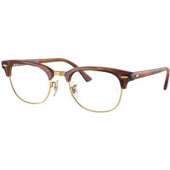 Ray-Ban RX5154 Clubmaster 8375 Unisex Eyeglasses Brown Size 53 with Blue Light Blocking Option