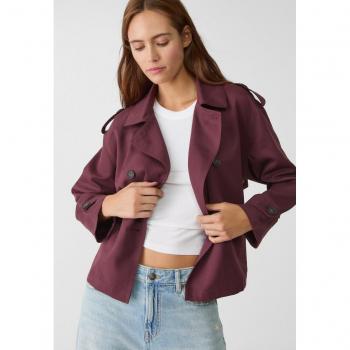 Purple Short Belted Trench Coat Size S