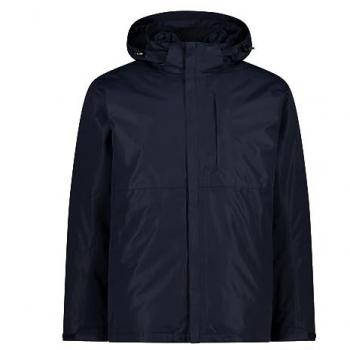 CMP Men's 3-in-1 Waterproof Jacket with Detachable Inner Layer, Zip Hood, Dark Blue, Size 2XL