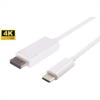 Microconnect 1.0m USB C a DisplayPort Adaptador Gráfico Cable Blanco - Conector Macho USB C a Conector Macho DisplayPort, 1 Metro