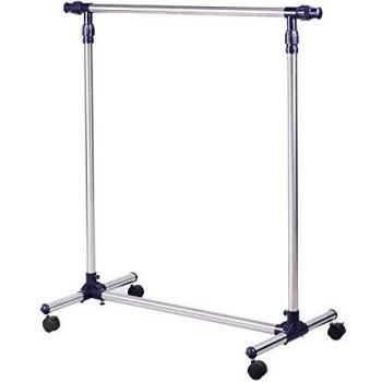 HOMCOM Perchero Acero INOX Colgador Ropa 4 Ruedas Alto y Largo Regulables 86-160 x 45 x 95-170cm