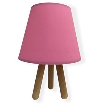 Lámpara de sobremesa WELLHOME con pie de madera en color rosa natural, medidas 33x22x22 cm