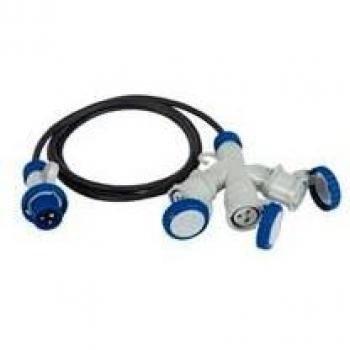 Adaptador Industrial FME CEE 2 Puertos a CEE 3 Puertos IP67 con Cable