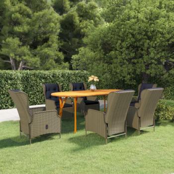 7-Piece Brown Garden Dining Set